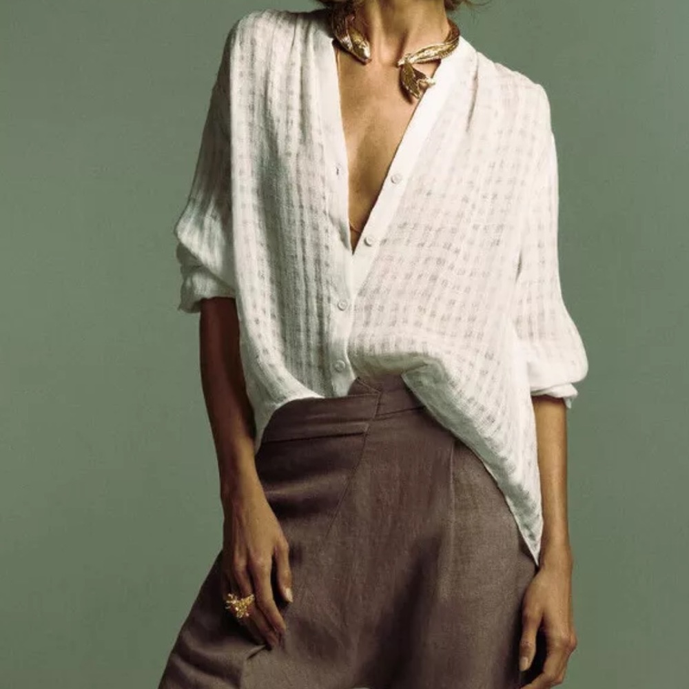 ZARA Linen Blouse Shirt Airy Loose Fit